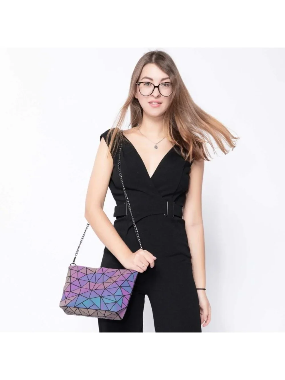 Luminous Geometric Holographic Crossbody Bag & Wallet for Women - Stylish